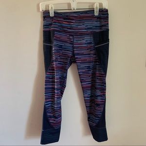 Athleta Navy Space-dyed High Rise Capri Leggings